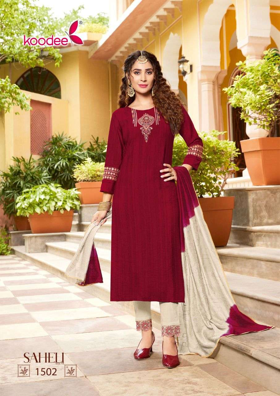 Saheli 15 By Koodee Designer Wholesale Online Kurtis Pant Dupatta Set