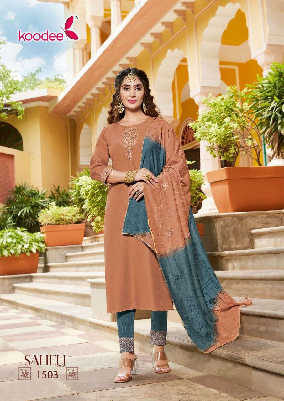 Saheli 15 By Koodee Designer Wholesale Online Kurtis Pant Dupatta Set