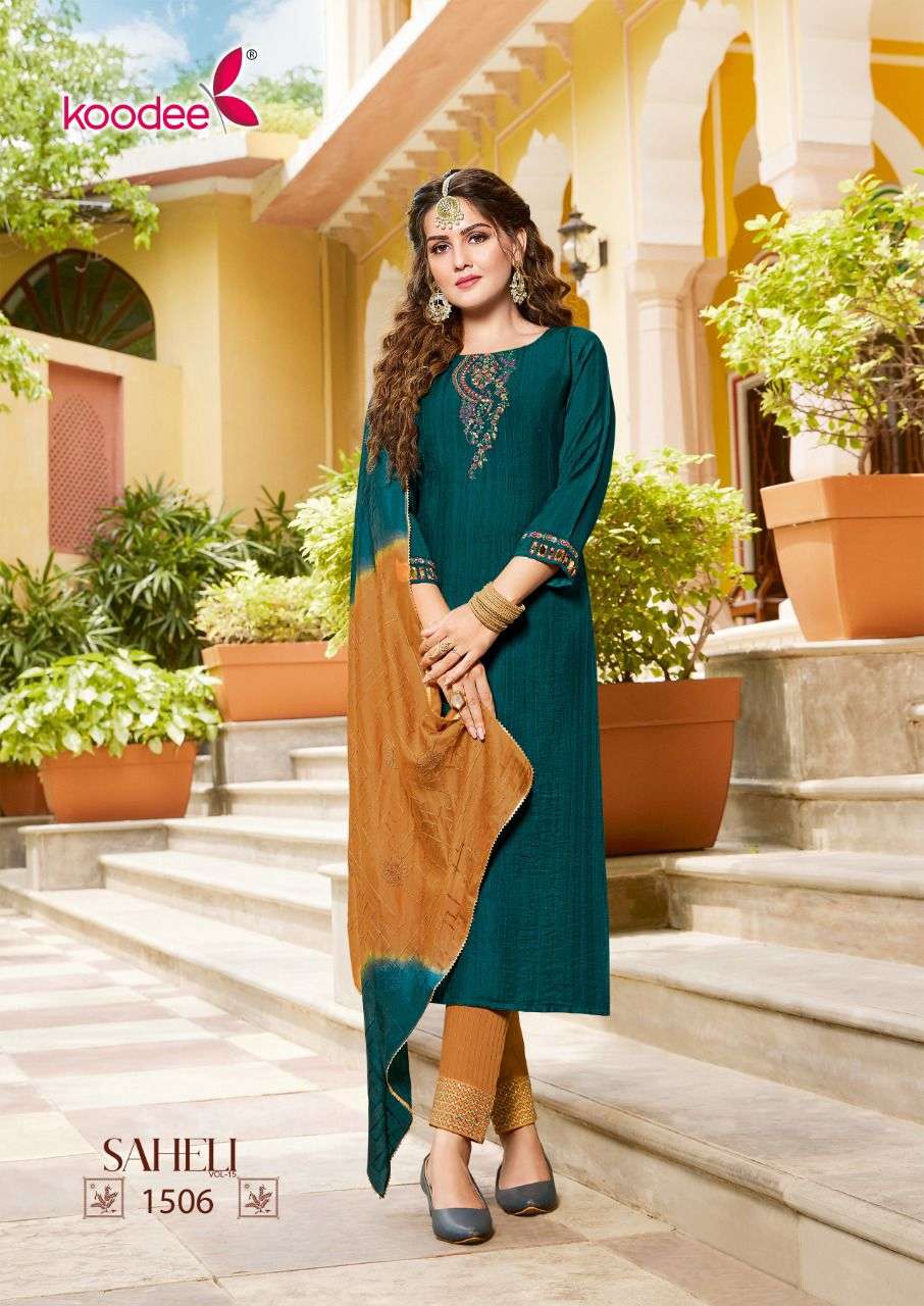 Saheli 15 By Koodee Designer Wholesale Online Kurtis Pant Dupatta Set