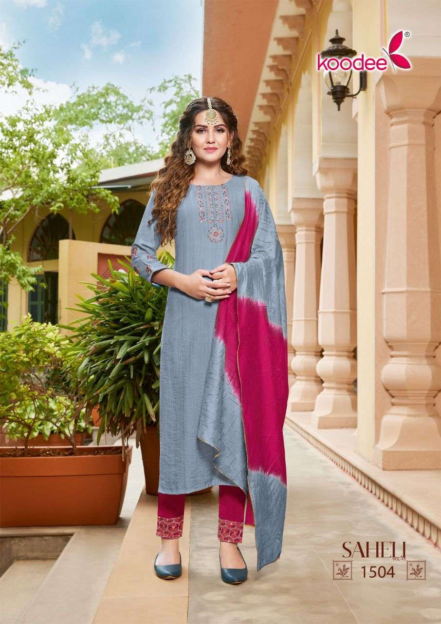 Saheli 15 By Koodee Designer Wholesale Online Kurtis Pant Dupatta Set