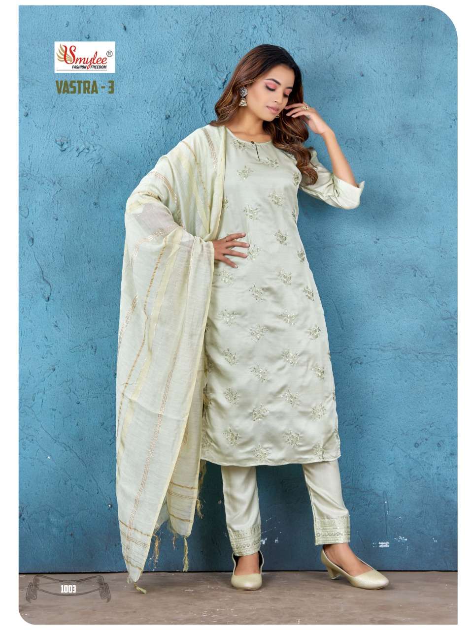 Vastra Vol 3 By Smylee Designer Wholesale Online Kurtis Pant Dupatta Set