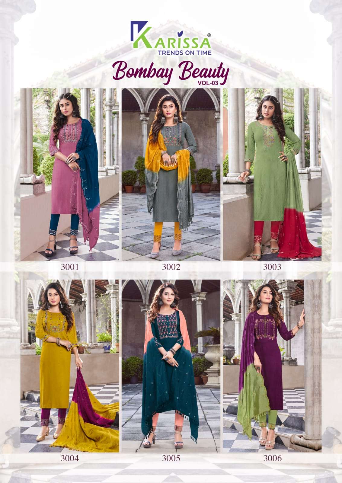 Bombay beauty vol-3 By Karissa Designer Wholesale Online Kurtis Pant Dupatta Set