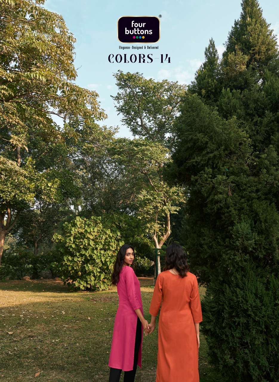 Colors-14 By Four Buttons Designer Wholesale Online Kurtis Set