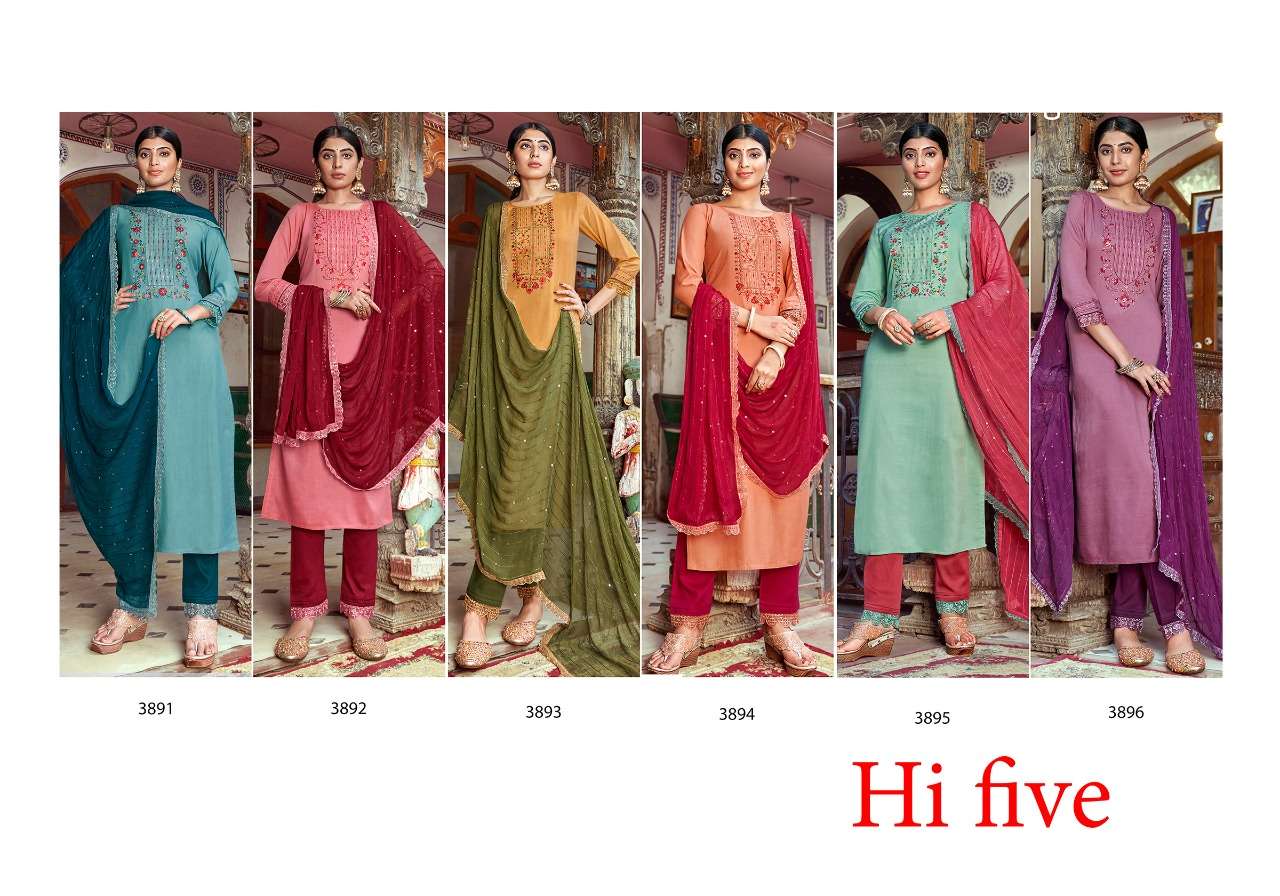 Hi Five By Rangoon Designer Wholesale Online Kurtis Pant Dupatta Set