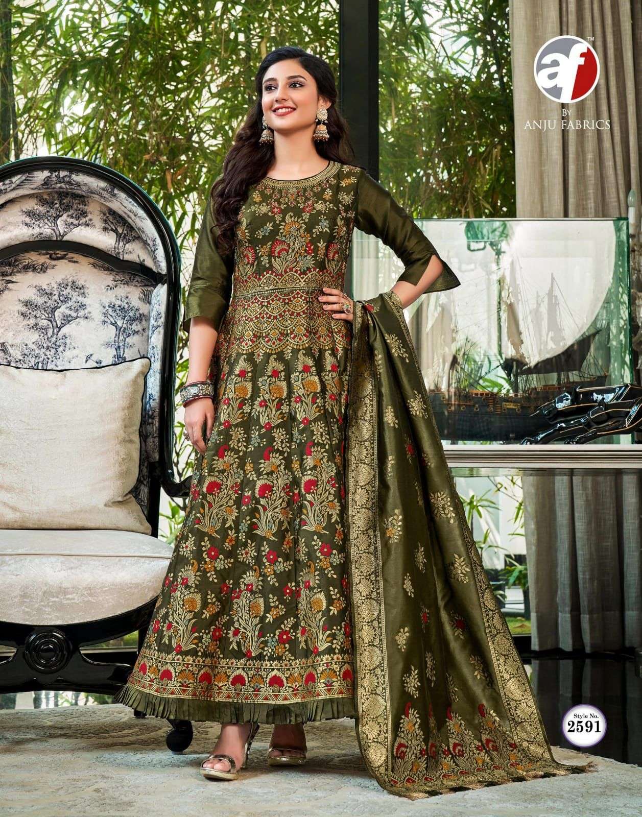 Phoolkari By Anju Fabrics Designer Wholesale Online Kurtis With Dupatta Set