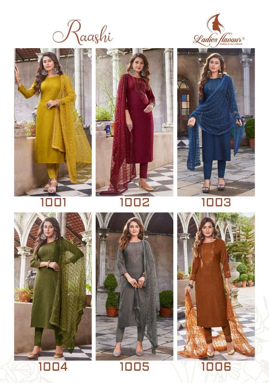 Raashi By Ladies Flavour Designer Wholesale Online Kurtis Pant Dupatta Set