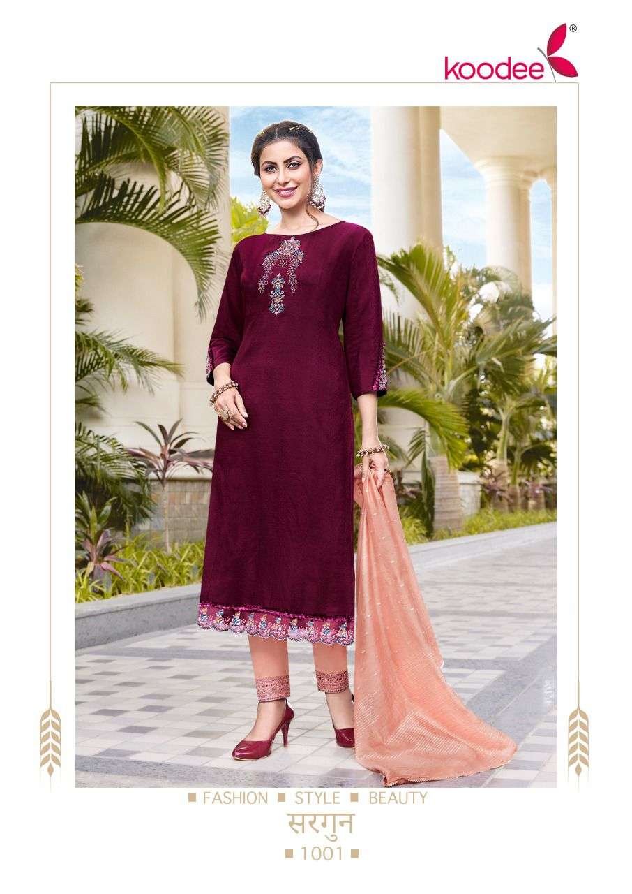 Sargun -1 By Koodee Designer Wholesale Online Kurtis Pant Dupatta Set