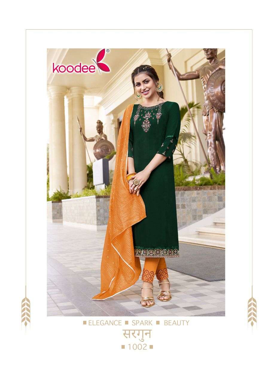 Sargun -1 By Koodee Designer Wholesale Online Kurtis Pant Dupatta Set