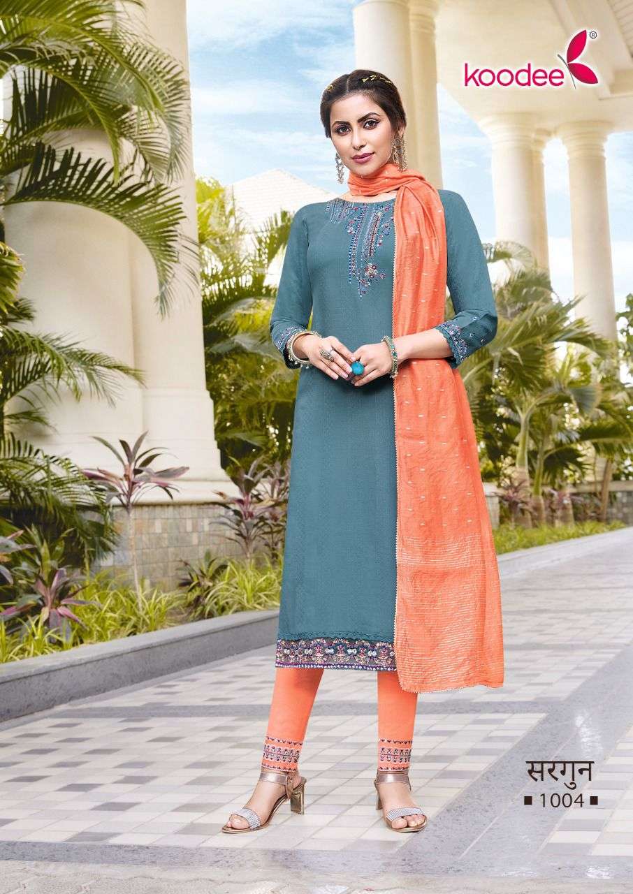 Sargun -1 By Koodee Designer Wholesale Online Kurtis Pant Dupatta Set