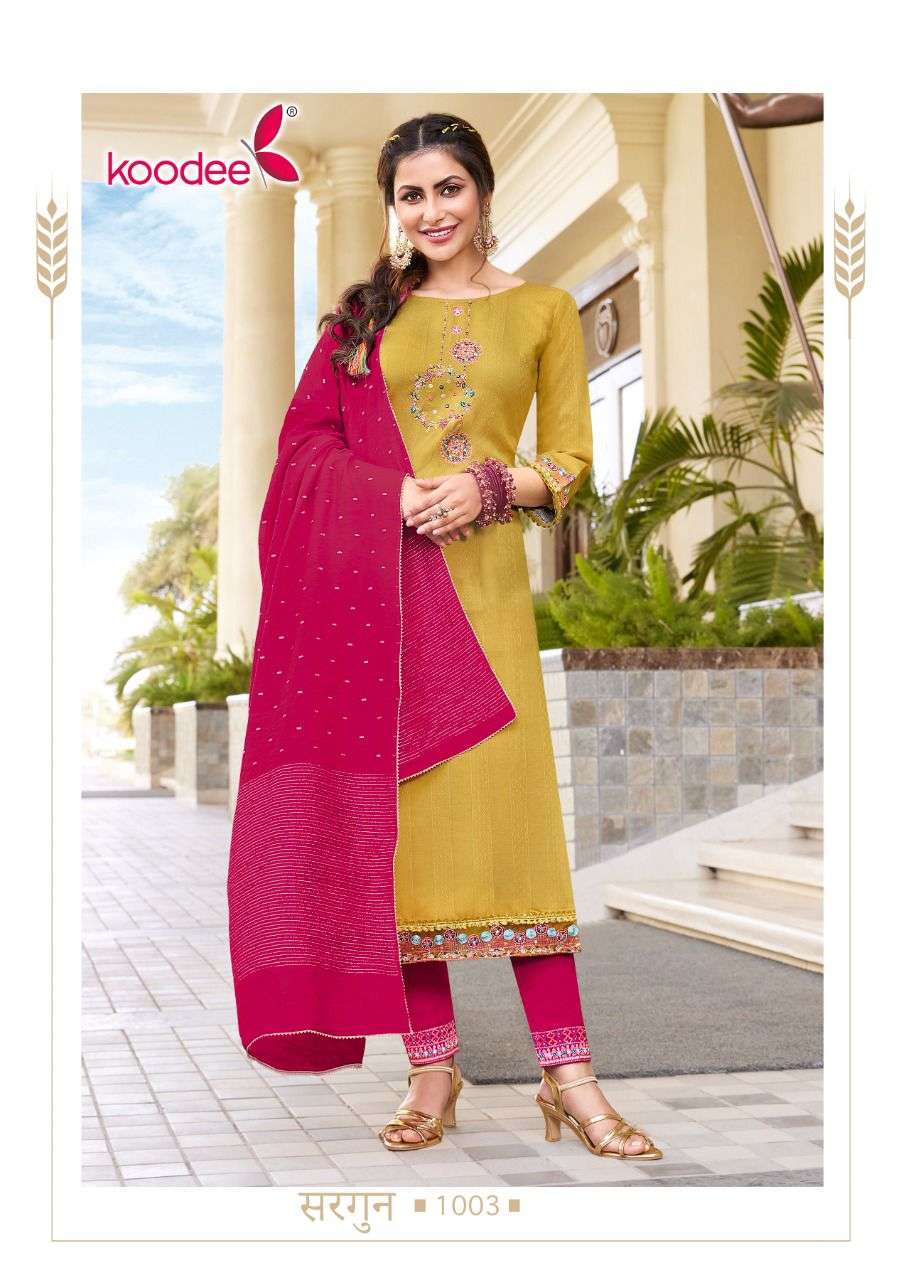 Sargun -1 By Koodee Designer Wholesale Online Kurtis Pant Dupatta Set