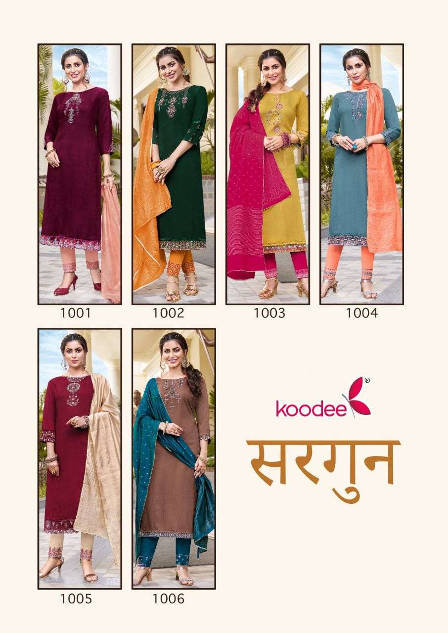 Sargun -1 By Koodee Designer Wholesale Online Kurtis Pant Dupatta Set