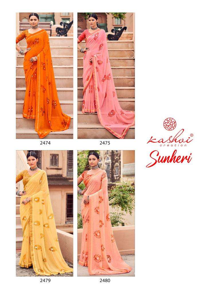 Sunheri By Kashvi Creation Designer Wholesale Online Sarees Set