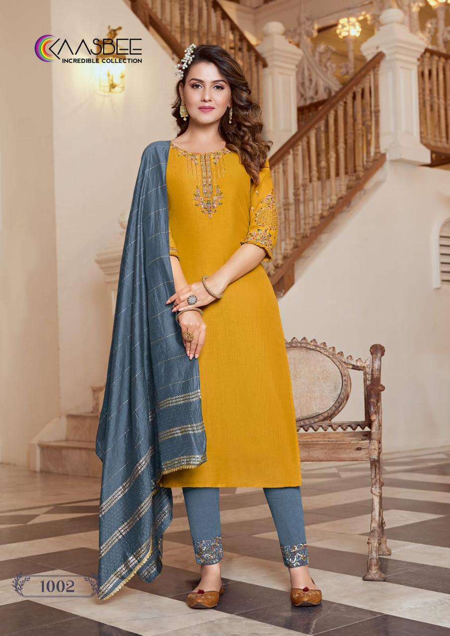 Saanvi-1 By Kaasbee Designer Wholesale Online Kurtis Pant Dupatta Set