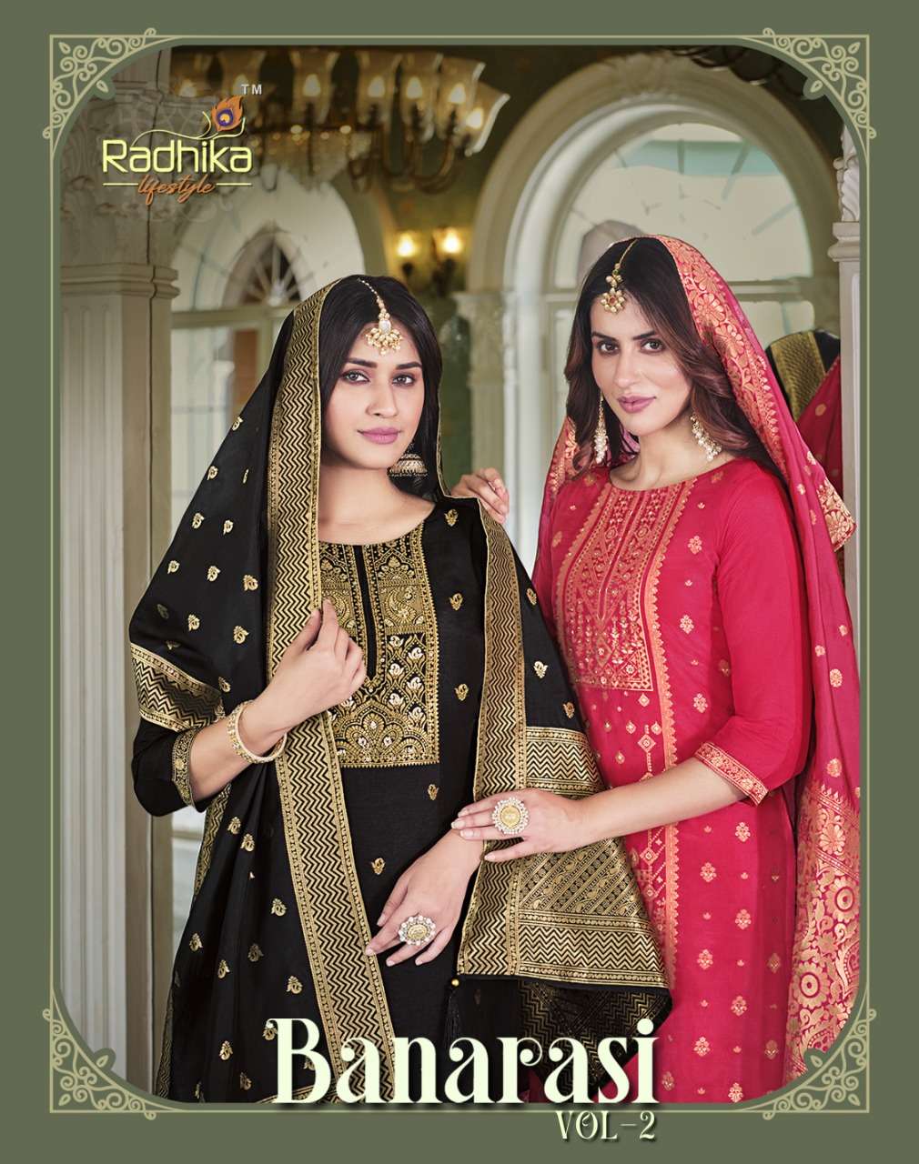 Banarasi Vol 2 Buy Radhika Lifestyle Wholesale Banarasi Fabric Lowest Price Kurtis Set