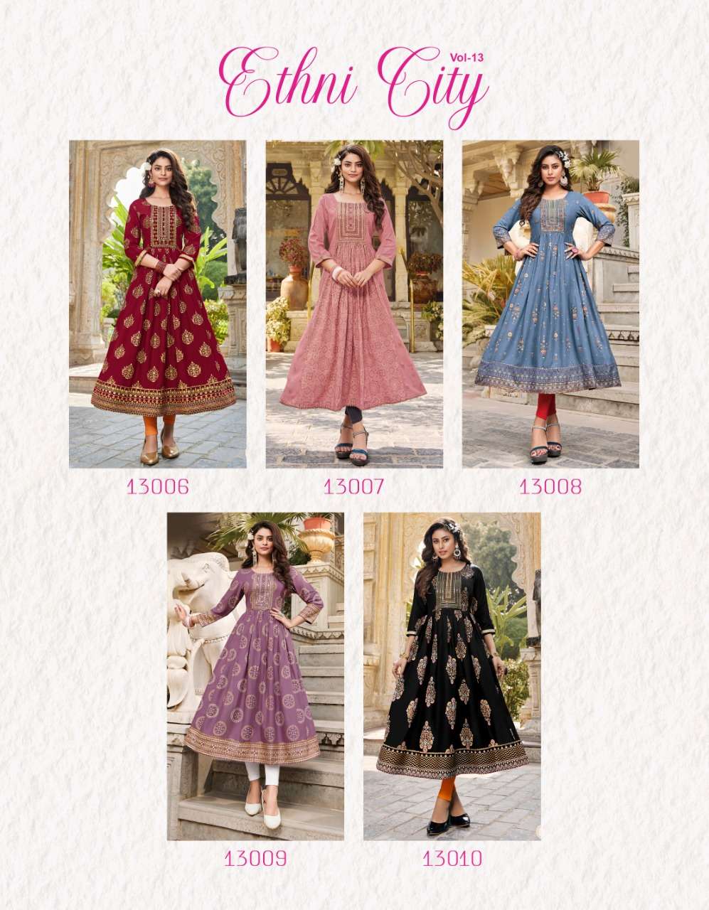 Ethnicity Vol 11 Diya Trends Premium Gowns Collection Rayon Lowest Price Kurtis Catalog Wholesale Price