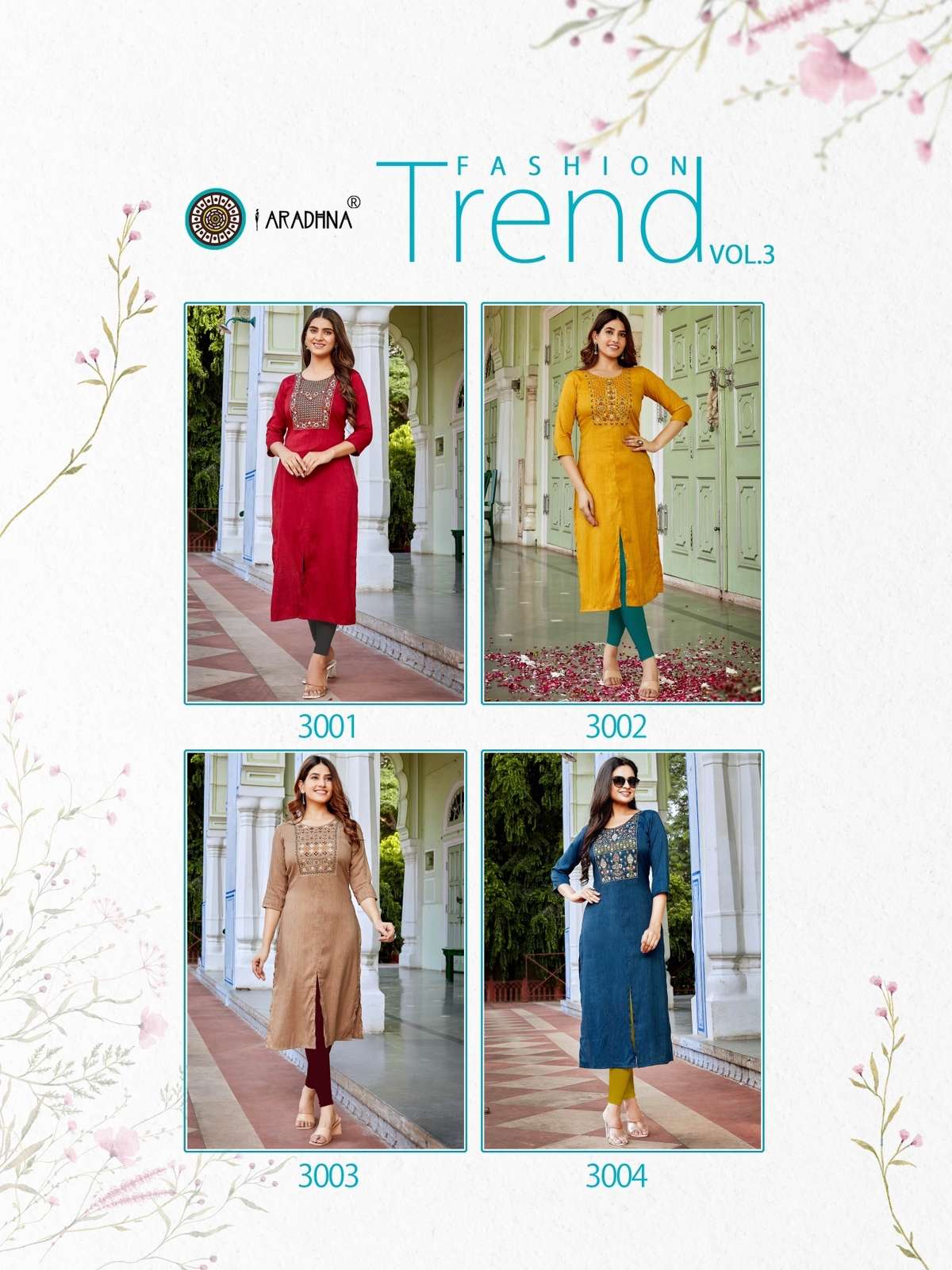 Fashion Trend Vol 3 By Aradhna Wholesale Online Lowest Rayon Straight Cut Kurta Set
