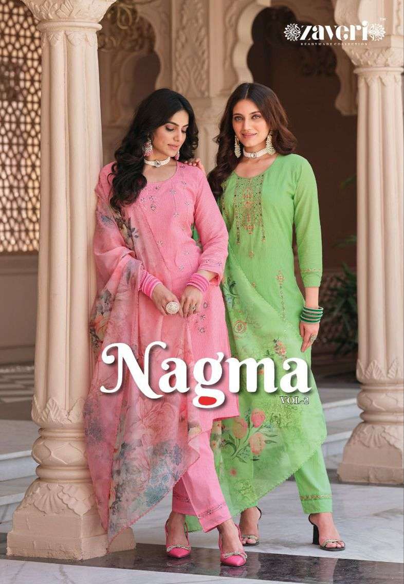 Nagma Vol 2 By Zaveri Wholesale Latest Collection Kurta Pant Dupatta Set