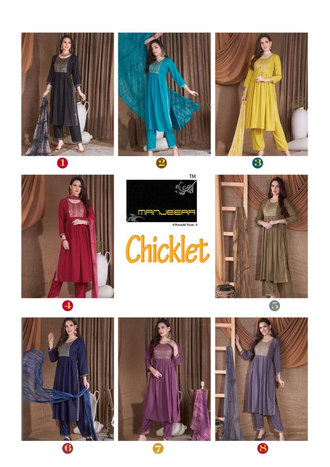 Chicklet Buy Manjeera Online Wholesaler Latest Collection Kurta Suit Set