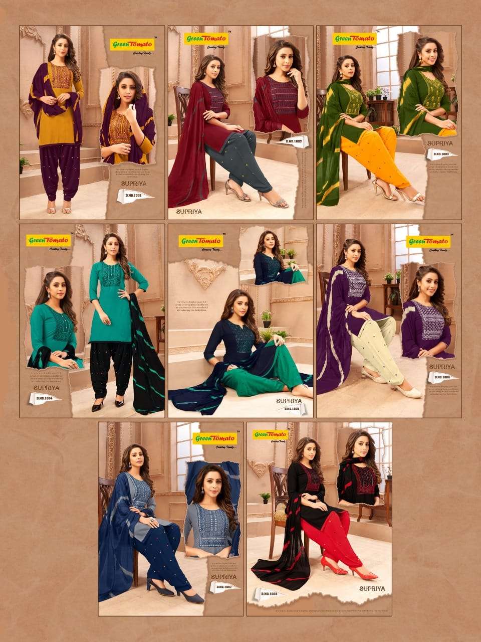 Supriya Patiyala Buy Green Tomato Online Wholesaler Latest Collection Kurta Suit Set