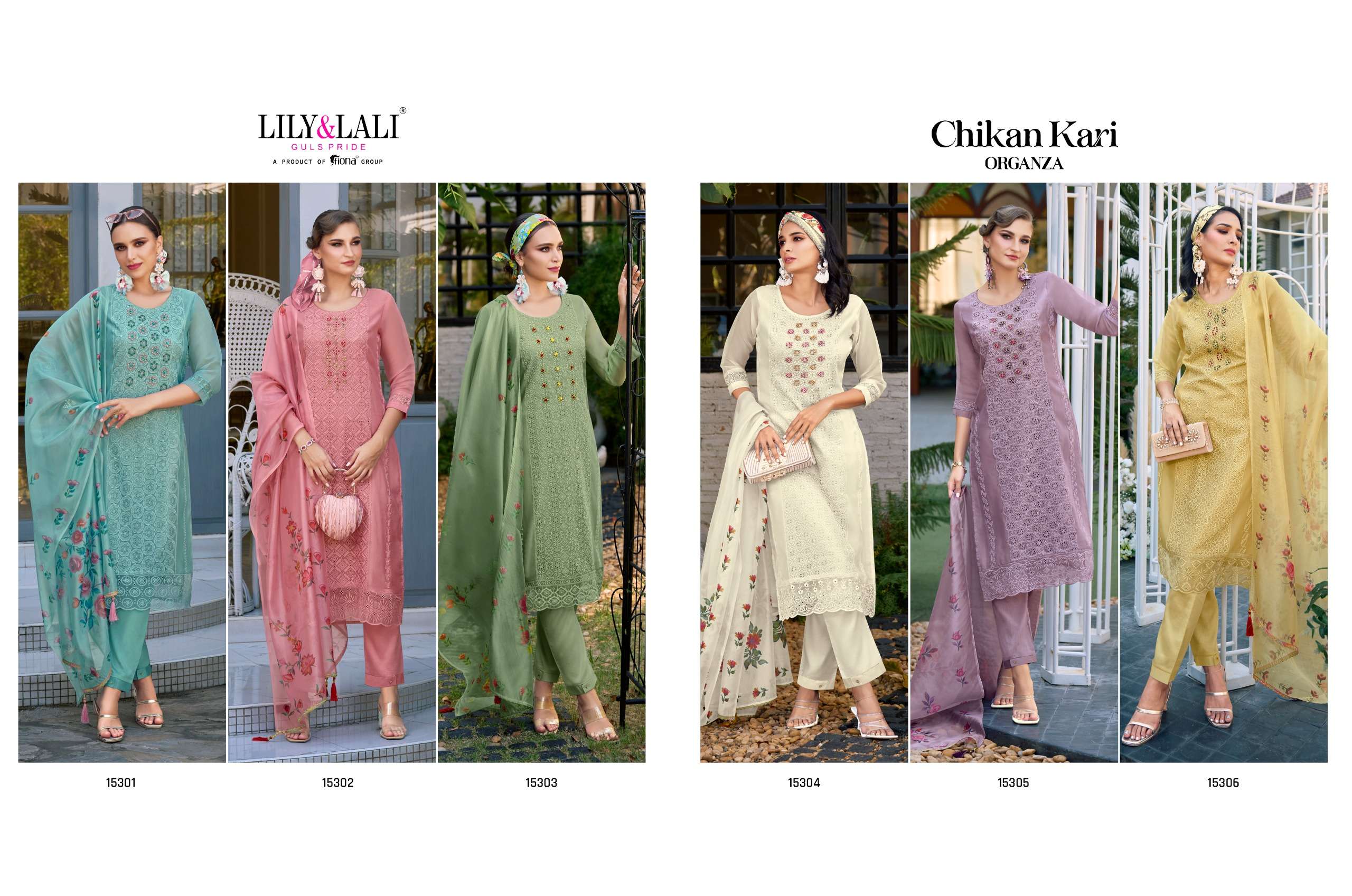 Chikankari Organza Buy Lily Lali Wholesale Online Lowest Price Handwork Kurta Suit Sets