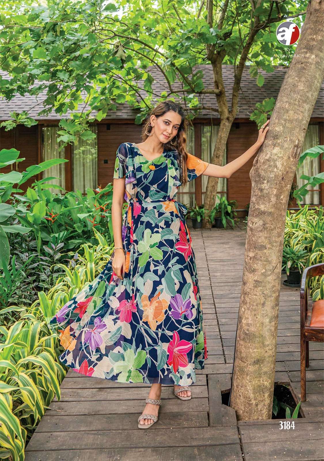 Coral Charm Vol 3 Buy Anju Fabric Designer Party Wear Latest Wholesale Viscose Kurtis Gowns Set