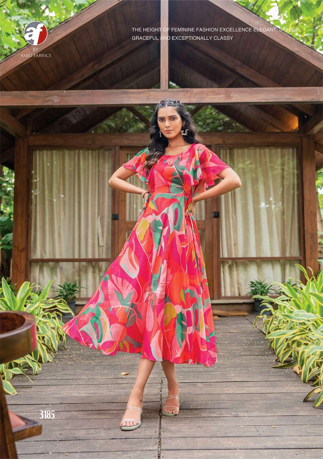 Coral Charm Vol 3 Buy Anju Fabric Designer Party Wear Latest Wholesale Viscose Kurtis Gowns Set