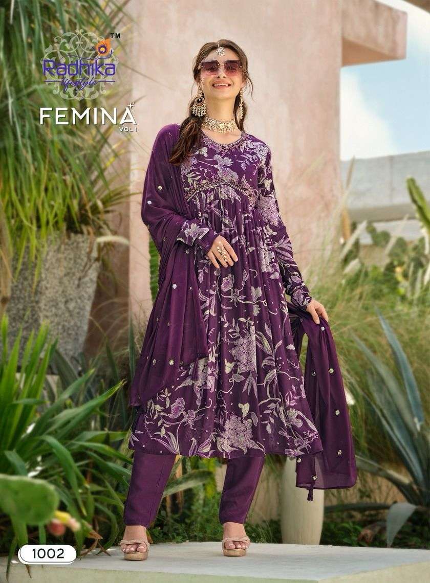 Femina Vol 1 Buy Radhika Lifestyle Lowest Price Chinon Wholesale Kurta Suit Sets