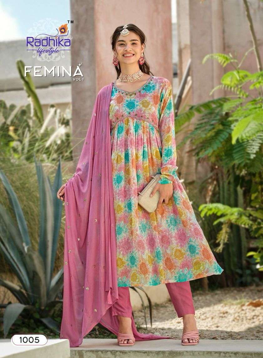 Femina Vol 1 Buy Radhika Lifestyle Lowest Price Chinon Wholesale Kurta Suit Sets