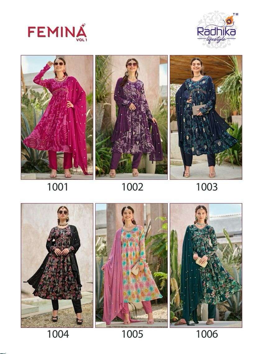 Femina Vol 1 Buy Radhika Lifestyle Lowest Price Chinon Wholesale Kurta Suit Sets