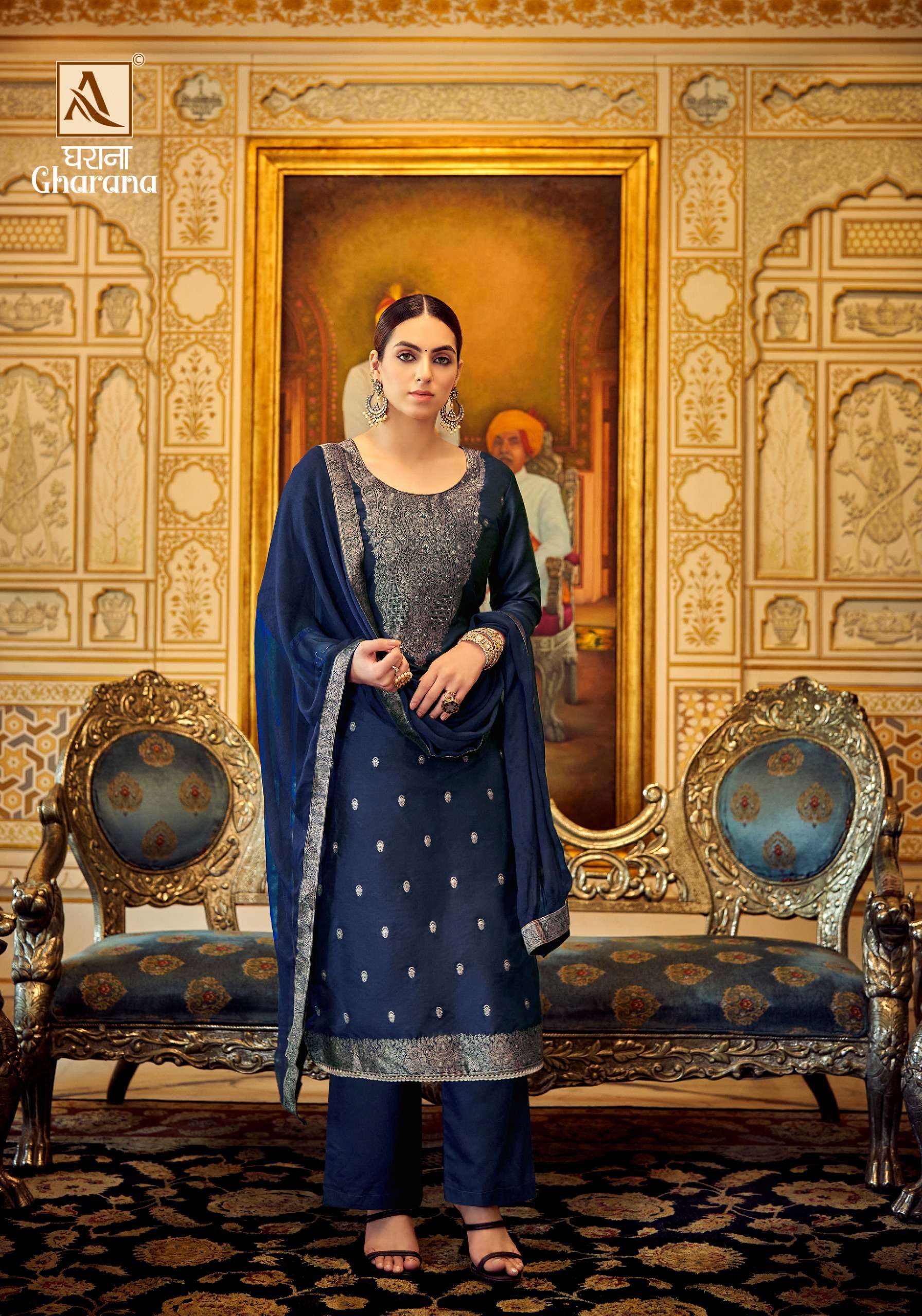 Gharana Buy Alok Suits Wholesale Designer Supplier Dola Salwar Suit Sets