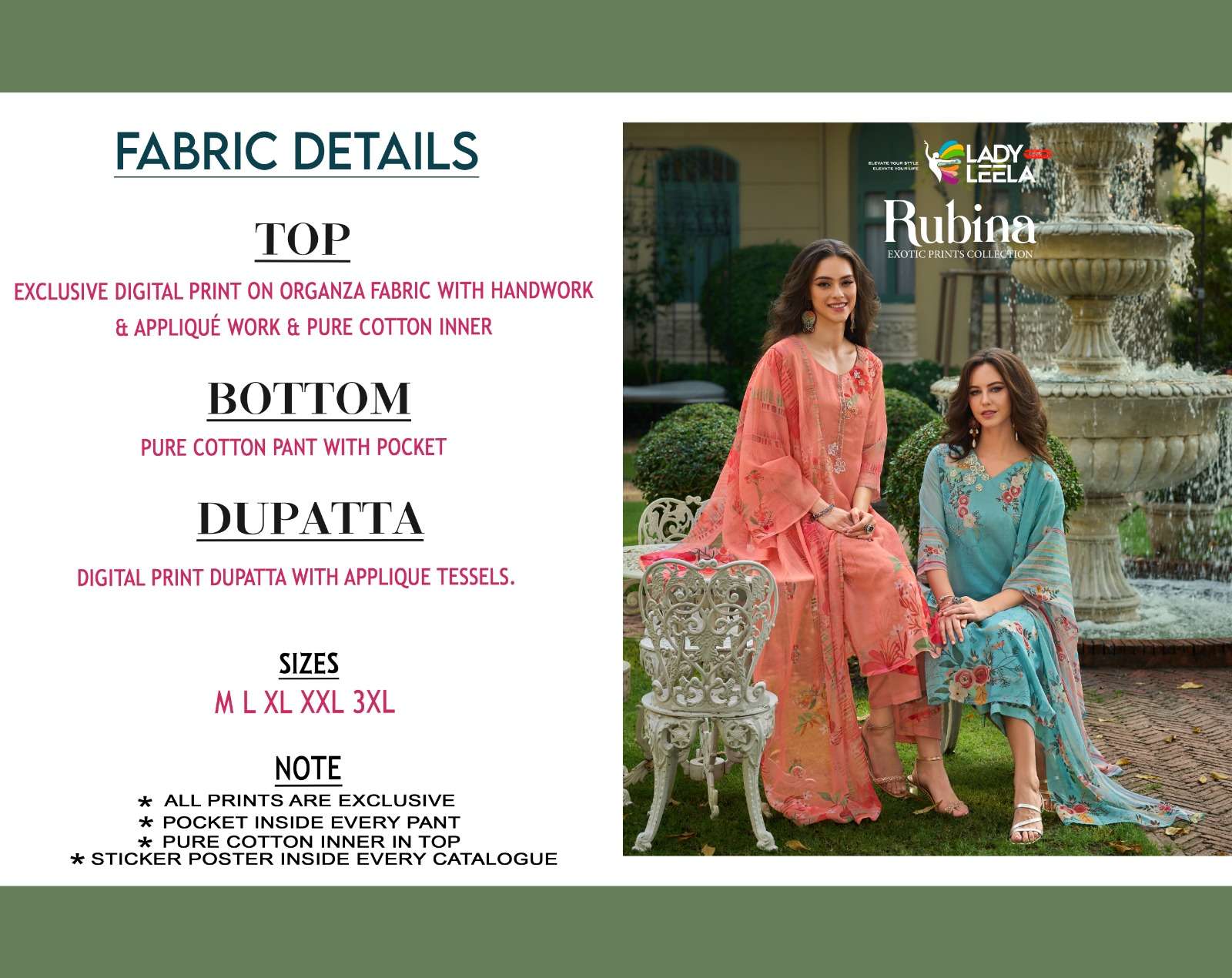 RUBINA BUY LADY LEELA WHOLESALE ONLINE LOWEST PRICE ORGANZA KURTIS PANT DUPATTA SETS