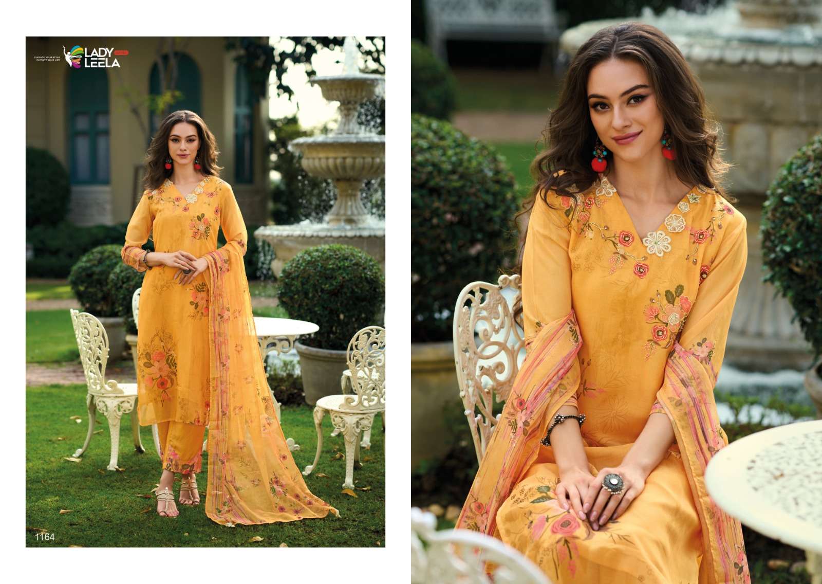 RUBINA BUY LADY LEELA WHOLESALE ONLINE LOWEST PRICE ORGANZA KURTIS PANT DUPATTA SETS