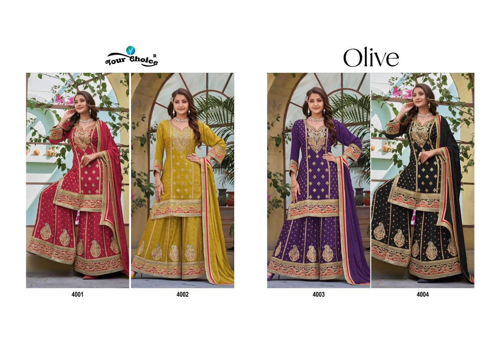 OLIVE BUY YOUR CHOICE DESIGNER LATEST WHOLESALE ONLINE LOWEST PRICE CHINON SALWAR SUIT SETS
