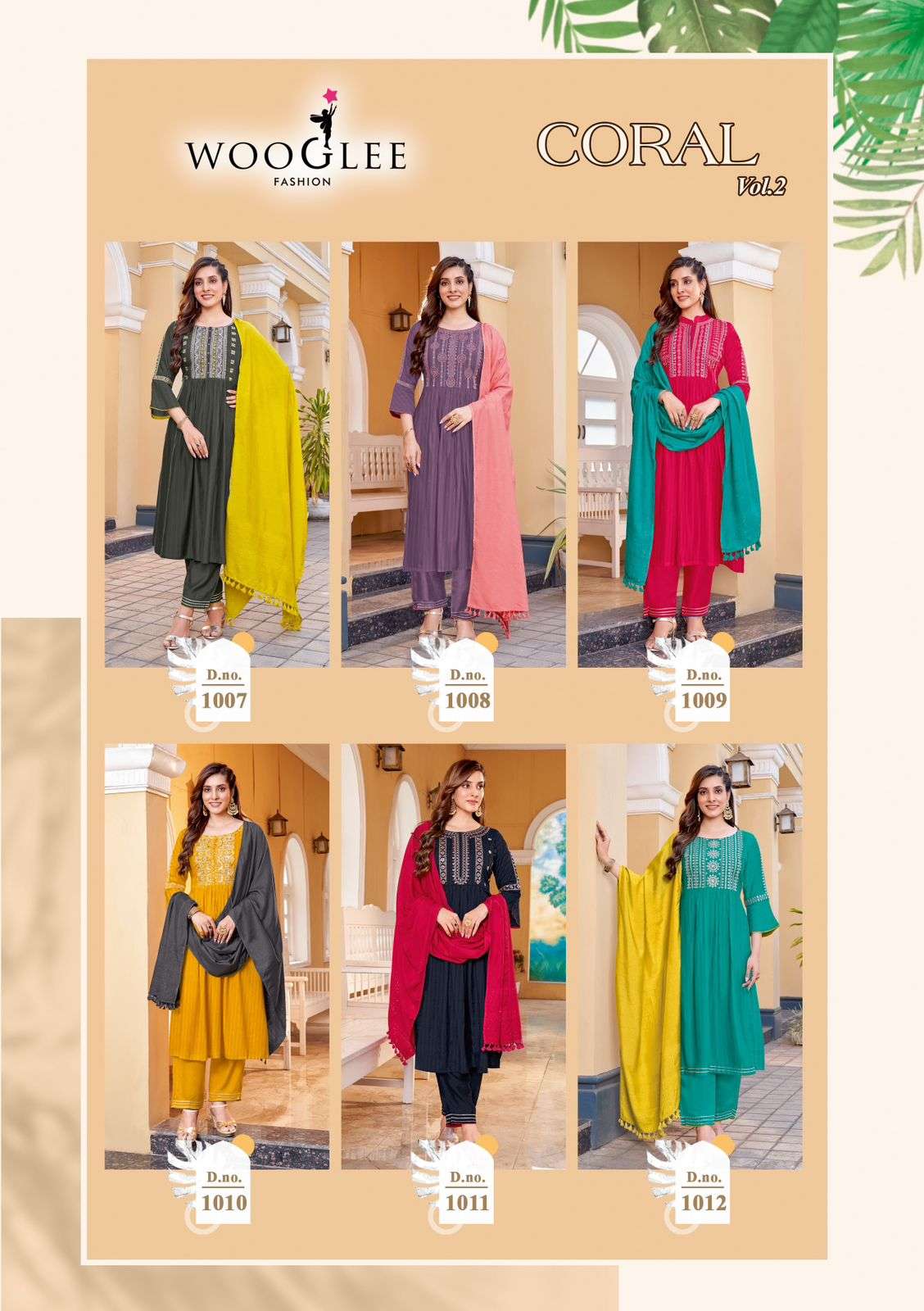 CORAL VOL 2 BUY WOOGLEE LATEST WHOLESALE ONLINE LOWEST PRICE KURTIS SETS