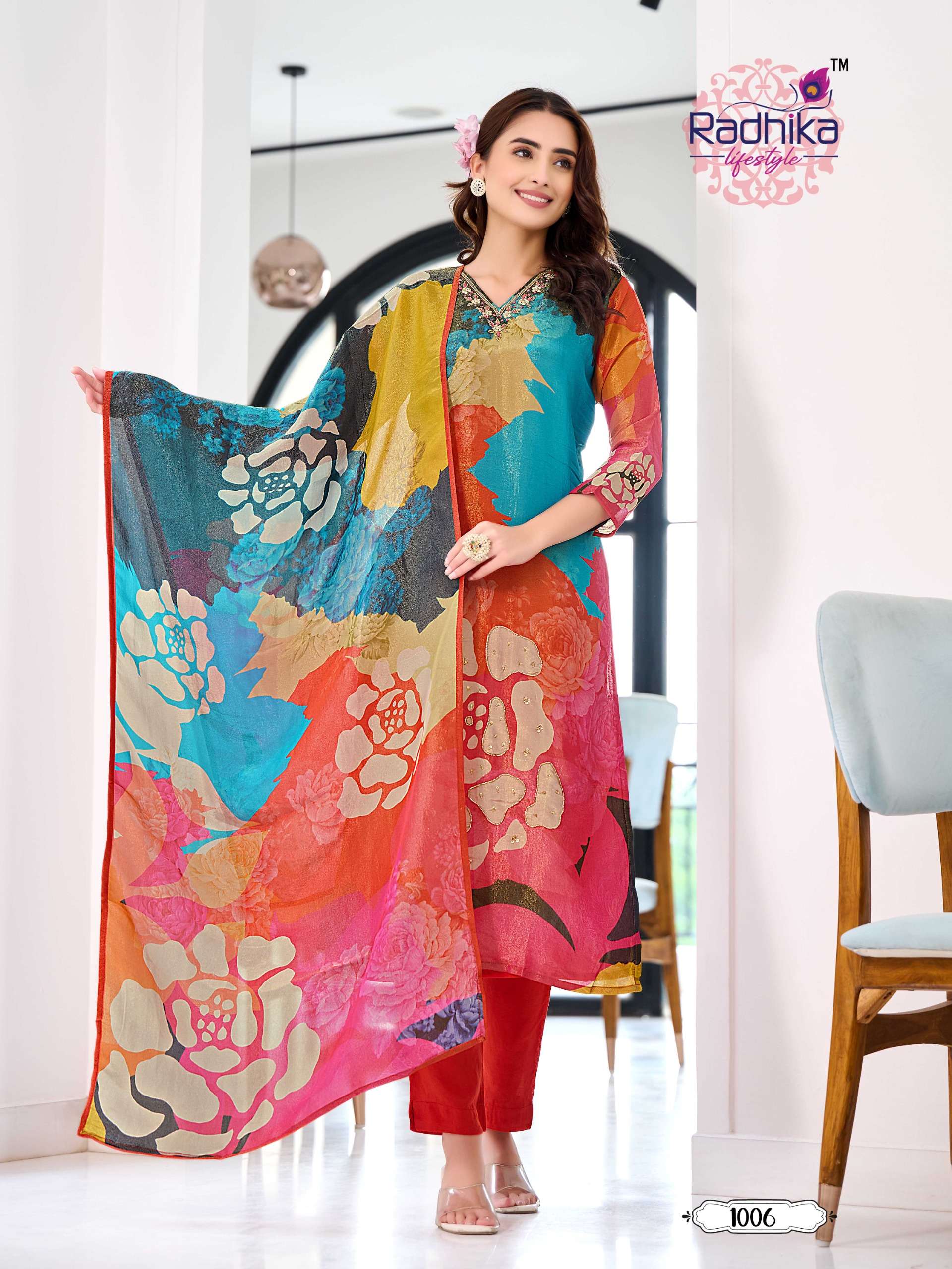 WOMANIYA VOL 1 BUY RADHIKA LIFESTYLE WHOLESALE ONLINE LOWEST SHIMMER KURTIS SETS